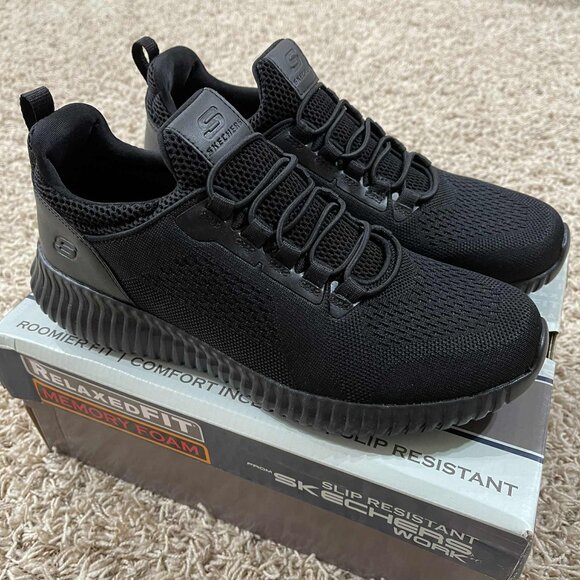 Skechers Men’s Relaxed Fit Cessnock Slip Resistant Work Shoes Black, Size 8.5 - Picture 5 of 16